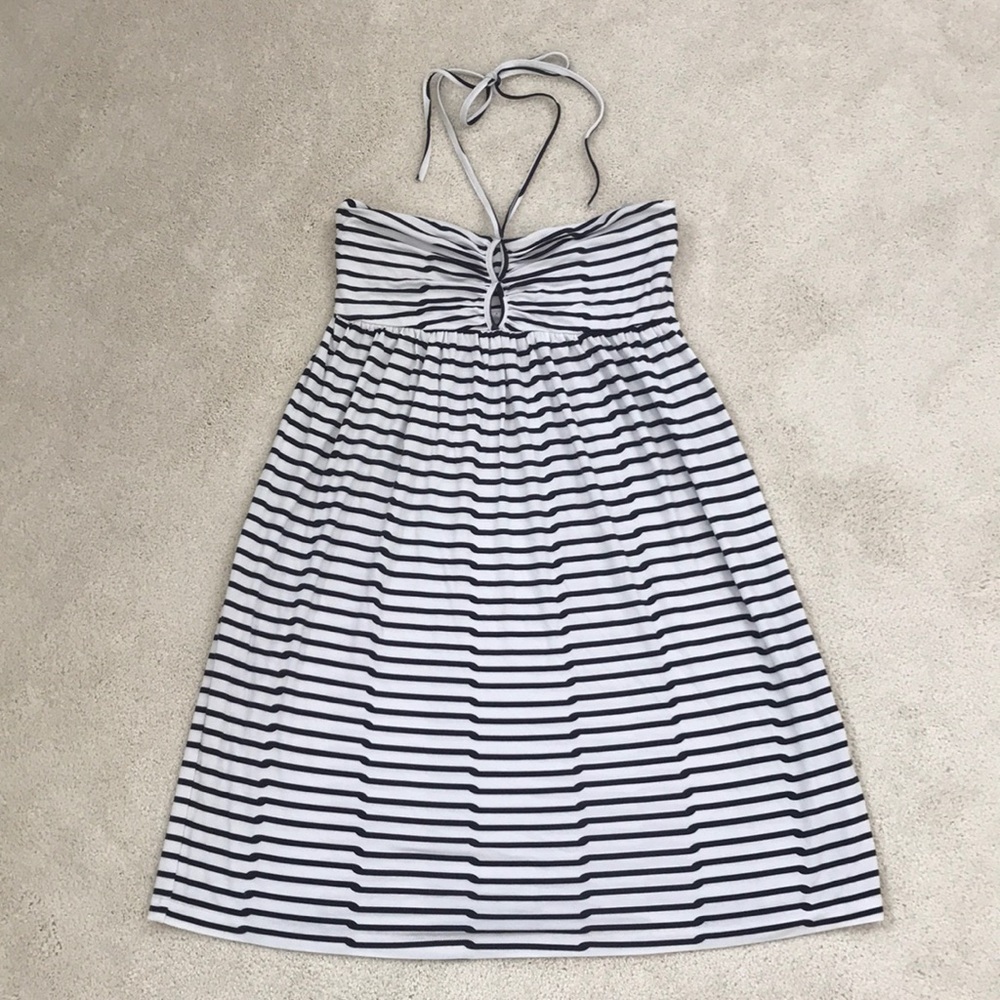 Tart White & Navy Halter Dress